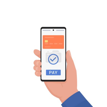 Illustration for User paying using his digital wallet on smartphone - Royalty Free Image