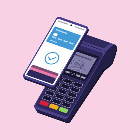 Terminal de punto de venta que acepta un pago de billetera digital en smartphone