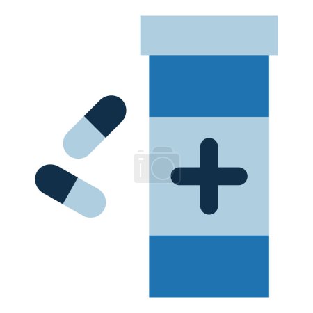 Ilustración de Medicamentos, medicamentos y frasco de pastillas, icono aislado - Imagen libre de derechos
