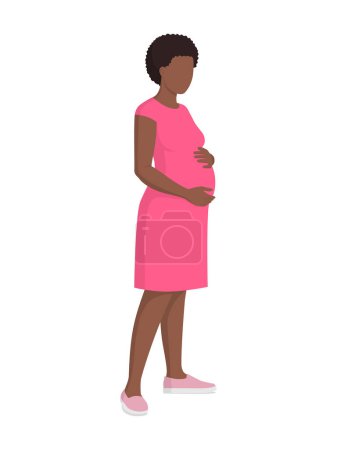 Glückliche schwangere Frau berührt ihren Bauch, Mutterschaft und Schwangerschaftskonzept