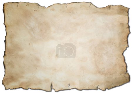 Photo for Medieval manuscript page or old burnt witchcraft scroll, top view. Magical concept for Halloween. Weathered spell book page. - Royalty Free Image