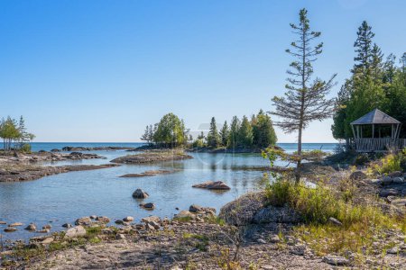 South Baymouth marine greenery beauty, picturesque nature setting on Manitoulin Island. Maritime heritage of the region. Shores of Lake Huron. Open to the public for tours and tourists.