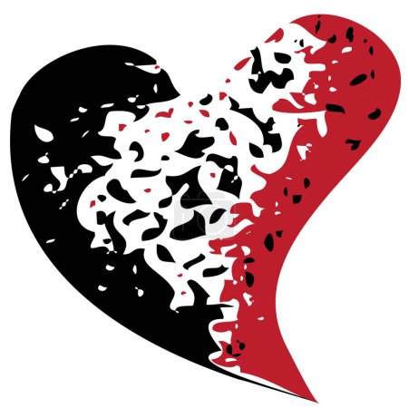 Illustration for Ripped broken bleeding heart. Hand drawn heart tattoo, design element, Isolated vector illustration. - Royalty Free Image