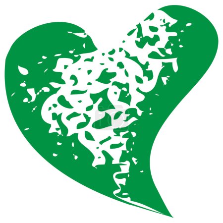Illustration for Ripped broken bleeding heart. Hand drawn green envy heart. Tattoo, design element, Isolated vector illustration. - Royalty Free Image