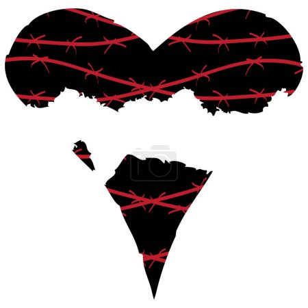 Illustration for Ripped barbed wire black heart. Design elements for valentine's day, wedding celebration events. Isolated Illustration vector. - Royalty Free Image