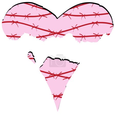 Illustration for Ripped barbed wire heart. Design elements for valentine's day, wedding celebration events. Isolated Illustration vector. - Royalty Free Image