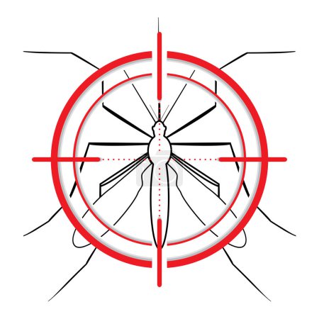 Illustration for Mosquito eradication icon. Reducing or eliminating populations of mosquitoes. Info graphic symbol controlling the spread of mosquito-borne diseases. Health related advisory for community outreach education to promote safe mosquito control. Vector - Royalty Free Image