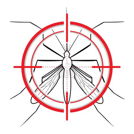 Ilustración de Mosquito eradication icon. Reducing or eliminating populations of mosquitoes. Info graphic symbol controlling the spread of mosquito-borne diseases. Health related advisory for community outreach education to promote safe mosquito control. Vector - Imagen libre de derechos