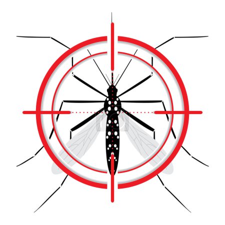 Illustration for Aedes Aegypti mosquito with stilt target. Sight signal. Target Symbol. Ideal for educational, informational, or related health advisory. Vector - Royalty Free Image