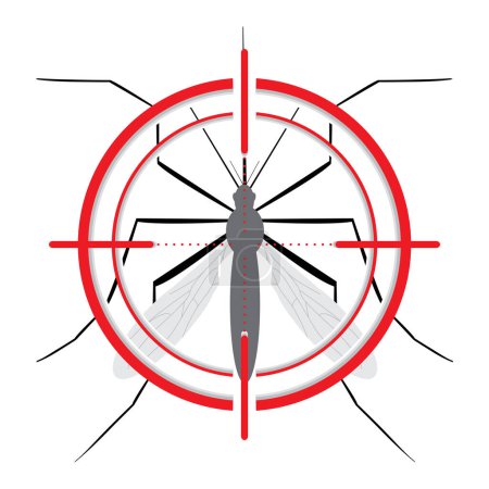 Téléchargez les illustrations : Mosquito with stilt target. Sight signal. Target Symbol. Ideal for educational, informational, or related health advisory. Editable vector - en licence libre de droit