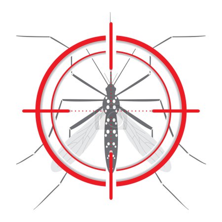 Téléchargez les illustrations : Aedes Aegypti mosquito with stilt target. Sight signal. Target Symbol. Ideal for educational, informational, or related health advisory. Editable vector - en licence libre de droit