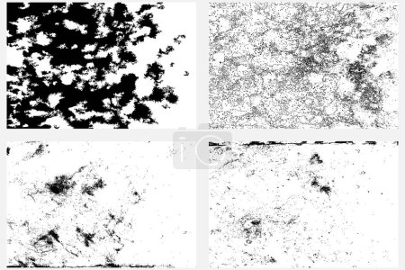 Illustration for Set grunge dirty page overlays design element. Old grunge black and white crumpled papers backgrounds overlays. Textured dirty wrinkled papers Distressed paper with dust particles and copy space. - Royalty Free Image