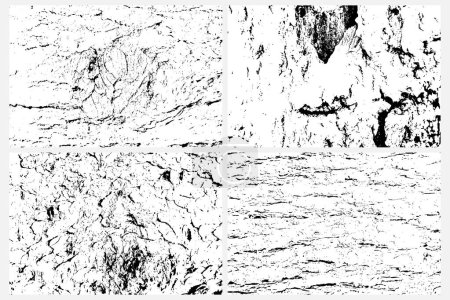 Illustration for Overlay texture of tree bark set, wood background . Black white wooden background surface with natural pattern set. Vector plank wood texture. - Royalty Free Image