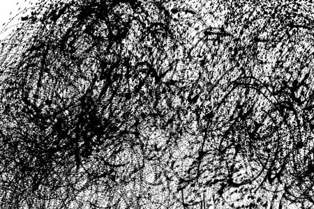 Abstrakte geistige Verrücktheit. Lunatic Tinte kritzeln Texturen als Karte. Deranged schwarz-weiß handgezeichnete Illustrationen drucken. Abgehängte abstrakte Lichtspurmalerei. Bleistiftvektor.