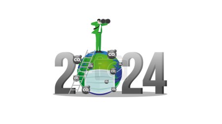 Illustration for ESG and green business policy concept in the year 2024. - Royalty Free Image