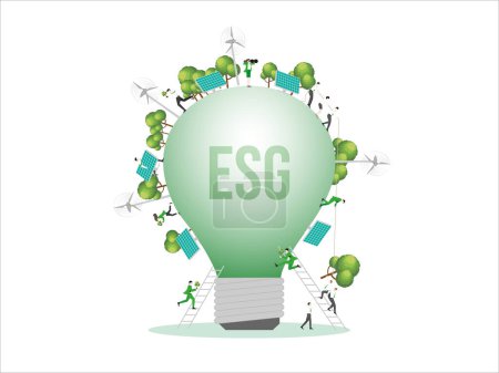 Illustration for ESG sustainability business, Light bulb - Royalty Free Image