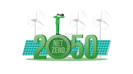 Ilustración de Energía verde y visión en el año 2050. Una contribución determinada a nivel nacional, las emisiones Netas Cero - Imagen libre de derechos