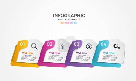 Vier Schritte modernes Design der Geschäftsinformationsgrafik, 4 Schritte Kreative Elemente der Informationsgrafik