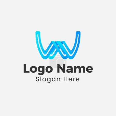 Téléchargez les photos : Logo de lettre w moderne, logo w coloré, logo vectoriel lettre w modèle de conception - en image libre de droit