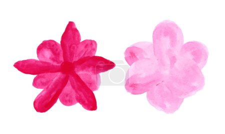 Téléchargez les photos : Deux fleurs roses sur fond blanc, Aquarelle décor floral. Fleurs éléments collection - en image libre de droit