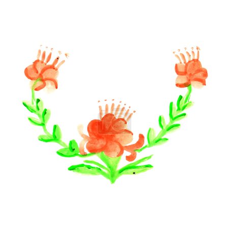 Ilustración de Pintura de acuarela de una flor sobre un fondo blanco. Acuarela flor diseño ilustración - Imagen libre de derechos