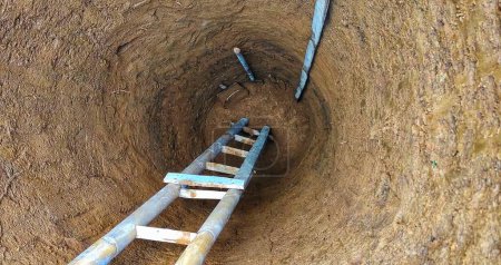 Photo for Photo of unfinished well excavation - Royalty Free Image