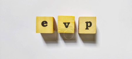 Foto de Propuesta de valor del empleado EVP, ilustración conceptual del negocio. Aislado sobre fondo blanco, vista superior - Imagen libre de derechos