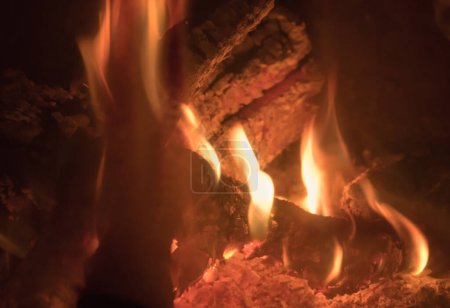 Burning firewood inside stove- Fire inside a wood stove