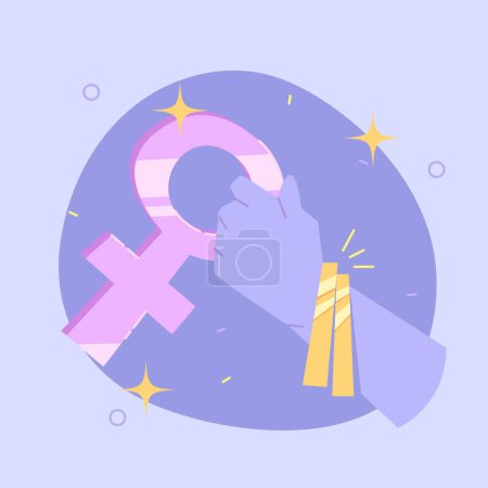Photo for Women's Determination: A Flat Vector Illustration of a Woman Facing Challenges on International Women's Day - Royalty Free Image