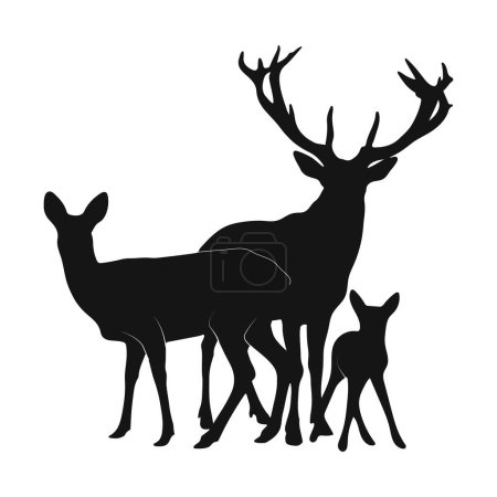 Téléchargez les illustrations : Collection de silhouettes de cerfs, set de silhouettes de cerfs - en licence libre de droit
