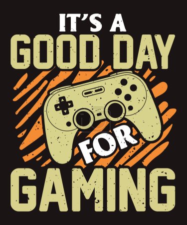 Illustration for It's a good day for gaming  t-shirt design with game pad vintage illustration - Royalty Free Image