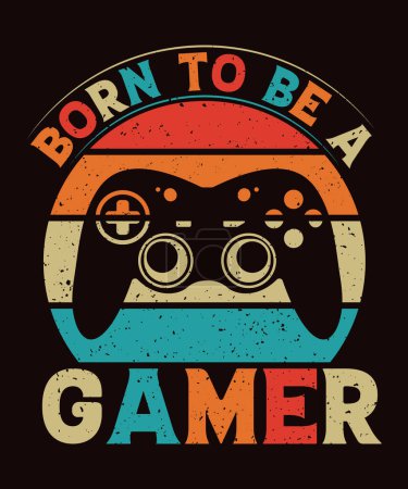 Ilustración de Nacido para ser un gamer diseño de camiseta con ilustración vintage juego pad - Imagen libre de derechos