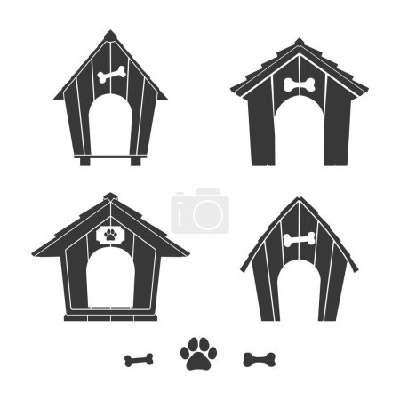 Téléchargez les illustrations : Silhouettes de maison de chien, Illustration vectorielle de maison de chien. - en licence libre de droit