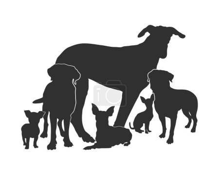 Téléchargez les illustrations : Dog silhouettes, Group of dog silhouette - en licence libre de droit