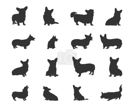 Illustration for Corgi dog silhouettes, Corgi dog animal silhouette, Corgi silhouettes - Royalty Free Image