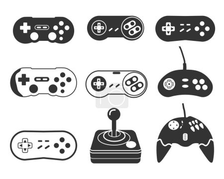 Spielcontroller Silhouette, Old Game Controller SVG, Videospiele Steuerknüppel, Spielgerät, Spielkonsolen Vektor Illustration. 