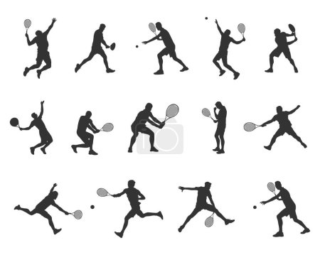Male tennis player silhouettes , Tennis player silhouette , Man tennis player vector, Tennis player SVG, Tennis silhouettes