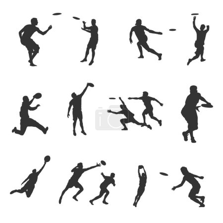 Illustration for Frisbee Players Silhouette, Ultimate Frisbee Silhouette, Frisbee Svg, Ultimate Frisbee Player - Royalty Free Image