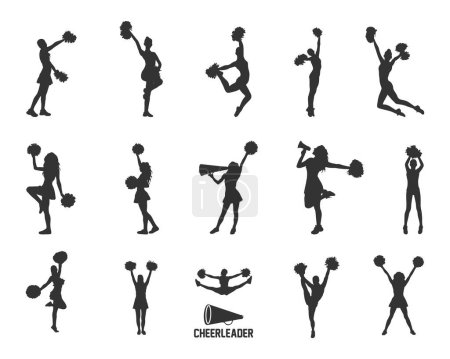 Illustration for Cheerleader silhouette, Cheerleader SVG Cut Files, Cheer Svg, Cheer Girls Silhouette Bundle, Cheerleader silhouettes, Cheerleader girl vector - Royalty Free Image