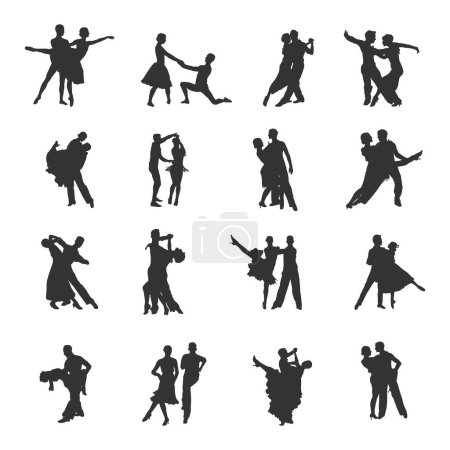 Ilustración de Silueta de baile de salón, Silueta de baile de salón simple, Baile de salón SVG, Silueta de baile. - Imagen libre de derechos