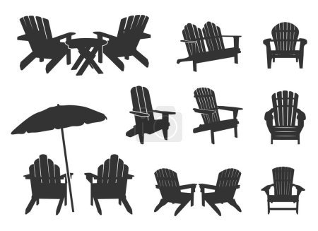 Silhouette de chaise Adirondack, Chaise Adirondack SVG, Silhouette de chaise