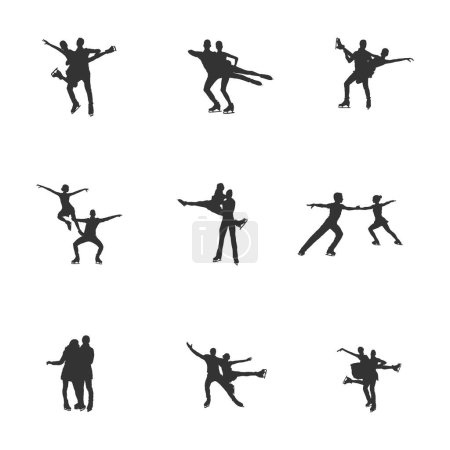 Couple ice skating silhouette, Figure skating silhouette, Pair skating silhouettes