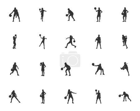 Illustration for Woman basketball silhouette, Basketball player silhouette, Basketball player SVG, Female Player silhouettes - Royalty Free Image