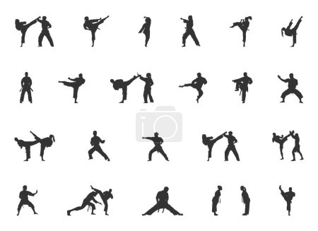 Illustration for Karate Silhouettes, Martial Arts Silhouette,  Karate Girl Silhouette, Karate Svg, Kick boxing, Karate Clipart, Karate Icon. - Royalty Free Image