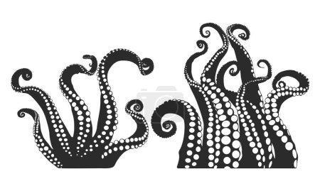 Illustration for Octopus tentacles silhouette, Octopus tentacles SVG, Tentacles silhouette, Tentacle SVG, Tentacles clipart, Tentacles vector, Sea monster drawing. - Royalty Free Image