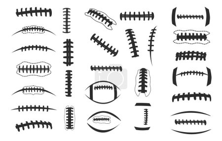 Illustration for Football laces silhouette, Football laces svg, Football seams silhouette, Football seams svg, Football laces vector, Ball laces silhouette, American football svg, Football skeleton silhouette, American football clipart. - Royalty Free Image