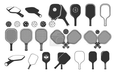 Pickleball racket and ball silhouette, Pickleball bundle silhouette,  Pickleball with beat svg, Pickleball paddles silhouette, Pickle ball logo, Pickleball silhouette. 