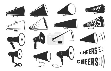 Illustration for Cheer megaphone svg, Cheer megaphone silhouette, Cheer megaphone svg cut files, Cheer silhouette - Royalty Free Image