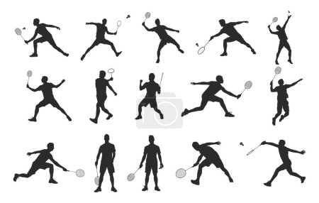 Ilustración de Silueta de jugadores de bádminton, siluetas de bádminton, jugadores de bádminton svg, clipart de jugador de bádminton, paquete de iconos de jugadores de bádminton - Imagen libre de derechos