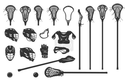 Lacrosse silhouettes, Lacrosse sticks and helmet silhouette, Lacrosse bundle silhouettes, Lacrosse stick silhouettes, Lacrosse helmet silhouette, Lacrosse stick and helmet svg, Lacrosse stick clipart, Lacrosse stick vector illustration.